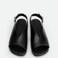 Christin Black Leather Slingbacks - Top View - POEVE Collection