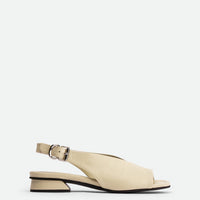 Christin Beige Leather Slingback Sandals - Side View - POEVE Collection