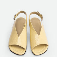 Christin Cream Crinkled Patent Leather Slingbacks - Top View - POEVE Collection