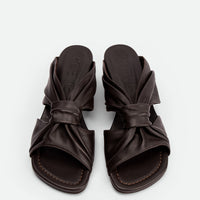 Adele Brown Leather Heel Mules - Top View - POEVE Collection