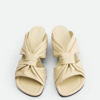 Adele Beige Leather Heel Mules - Top View - POEVE Collection