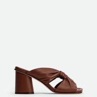 Fleur Chocolate Leather Heel Mules - Side View - POEVE Collection
