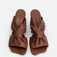 Fleur Chocolate Leather Heel Mules - Top View - POEVE Collection