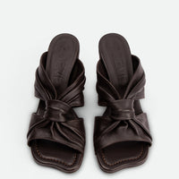 Fleur Brown Leather Heel Mules - Top View - POEVE Collection