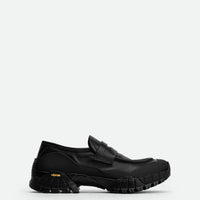 Alpi Black Leather Loafers - Made in Italy - Side View - POEVE Collection