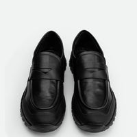 Alpi Black Leather Loafers - Made in Italy - Top View - POEVE Collection
