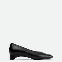 Myst Black Leather Heel Ballerinas - Side View - POEVE Collection