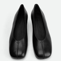 Myst Black Leather Heel Ballerinas - Top View - POEVE Collection