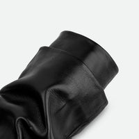 Hazel Black Leather Heel Tall Boots - Shaft Close-up View - POEVE Collection