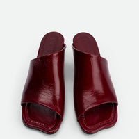 Mavis Red Crinkled Patent Leather Heel Mules - Top View - POEVE Collection