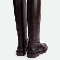 Eve Dark Brown Calf Leather Tall Boots – Back View – POEVE Collection