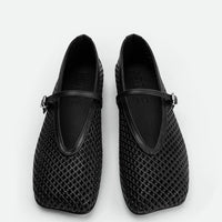 Lume Black Perforated Leather Ballerinas - Top View - POEVE Collection