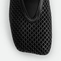 Lume Black Perforated Leather Ballerinas - Toe Close-up View - POEVE Collection