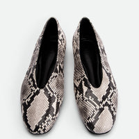 Reese Snake-Embossed Leather Ballet Flats – Top View – POEVE Collection