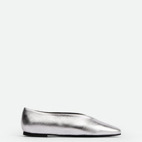 Reese Silver Laminated Leather Ballerinas - Side View - POEVE Collection