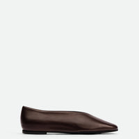 Reese Dark Brown Nappa Leather Ballet Flats – Side View – POEVE Collection