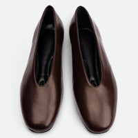 Reese Dark Brown Nappa Leather Ballet Flats – Top View – POEVE Collection