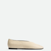 Reese Cream Nappa Leather Ballet Flats – Side View – POEVE Collection