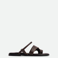 Jade Brown Textured Leather Mules - Side View - POEVE Collection