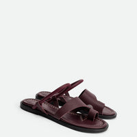 Jade Bordeaux Textured Leather Mules - Angled Side View - POEVE Collection