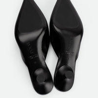 Eunice Black Patent Leather Heel Mules - Sole View - POEVE Collection