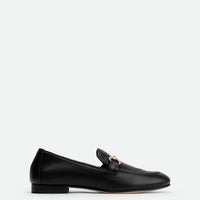 Elizabeth Black Leather Loafers - Side View - POEVE Collection