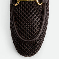 River Brown Perforated Leather Loafers with Metal Buckle - Toe Close-up View - POEVE Collection