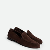 Debbie Brown Crust Leather Loafers - Angled Side View - POEVE Collection