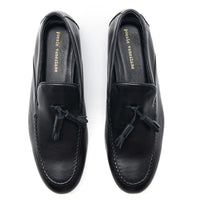 Aidan Black Leather Loafers with Leather Tassel - Top View - POEVE Collection