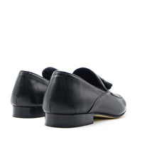 Aidan Black Leather Loafers with Leather Tassel - Back View - POEVE Collection