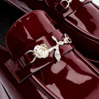Paloma Cherry Patent Leather Platform Loafers - Accessory Close-up View - POEVE Collection