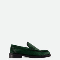 Dannie Green Cavallino Leather Loafers – Side View – POEVE Collection