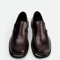 Dannie Dark Brown Leather Loafers – Top View – POEVE Collection