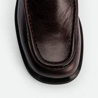 Dannie Dark Brown Leather Loafers – Toe Close-Up View – POEVE Collection