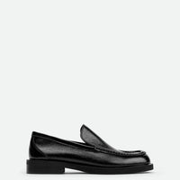 Dannie Black Leather Loafers – Side View – POEVE Collection