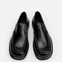 Dannie Black Leather Loafers – Top View – POEVE Collection