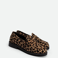 Ollie Spotted Hairy Leather Penny Loafers - Angled Side View - POEVE Collection