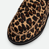 Ollie Spotted Hairy Leather Penny Loafers - Toe Close-up View - POEVE Collection
