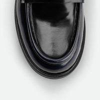 Ahri Blue Brushed Leather Penny Loafer – Toe Close-Up View – POEVE Collection