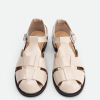 Raven Off-Whte Brushed Leather Fisherman Sandals - Top View - POEVE Collection