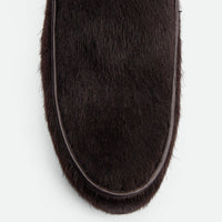 Nida Dark Brown Cavallino Leather Loafers – Toe Close-Up View – POEVE Collection