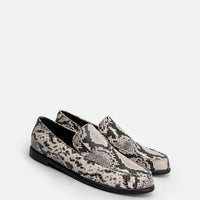 Nida Snake-embossed Leather Loafers - Angled Side View - POEVE Collection