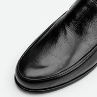 Nida Dark Brown Leather Loafers – Toe Close-Up View – POEVE Collection