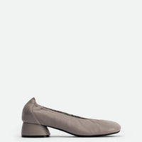 Anna Grey Leather Heel Ballerinas - Side View - POEVE Collection