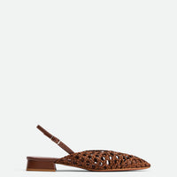 Fannie Brown Vegan Hand-Woven Leather Slingback Sandals - Side View - POEVE Collection