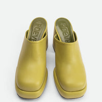 Marla Green Leather Heel Mules - Top View - POEVE Collection