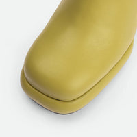 Marla Green Leather Heel Mules - Toe Close-up View - POEVE Collection