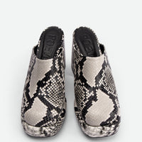 Marla Snake-embossed Leather Heel Mules - Top View - POEVE Collection