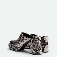 Marla Snake-embossed Leather Heel Mules - Back View - POEVE Collection