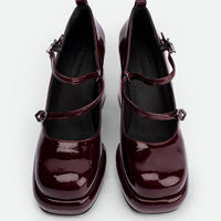 Denky Bordeaux Patent Leather Pumps – Top View – POEVE Collection